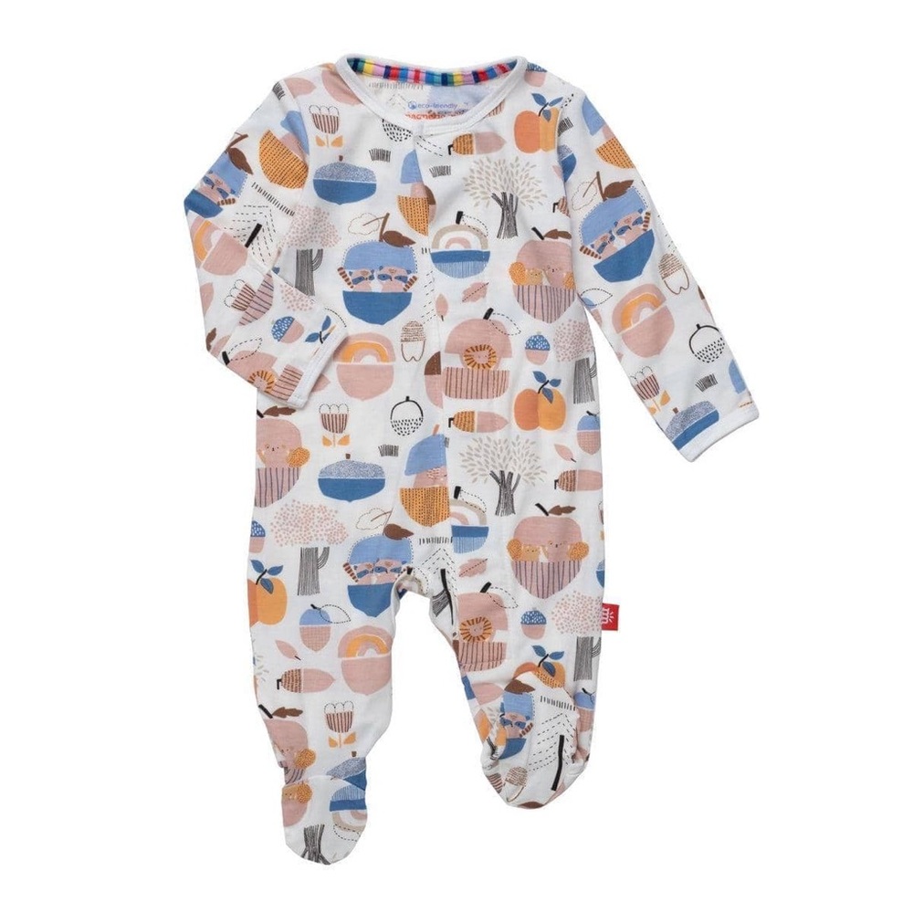 New 0-3m Magnetic Me Baby Footie Squirrel Acorn TENCEL Modal Birthday Gift PJs